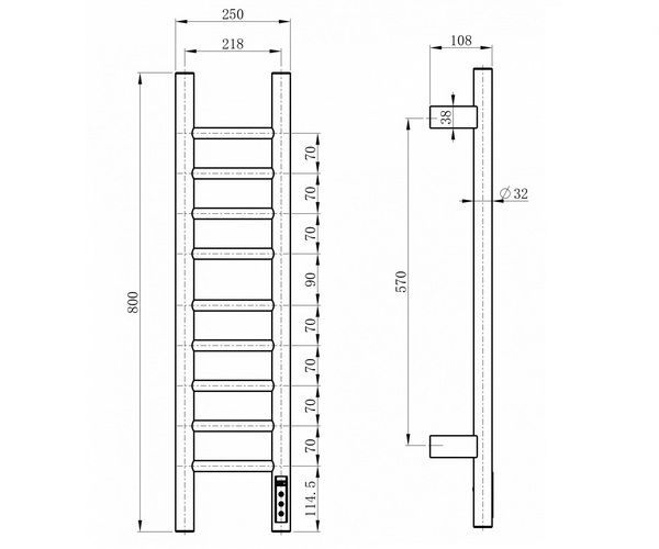 полотенцесушитель WONZON & WOGHAND BONN 250х800